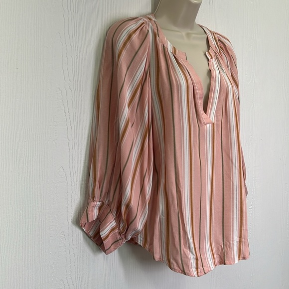 Anthropologie - Maeve Brenda Colorful Stripe VNeck Flowy Boho Blouse Size Small - Picture 4 of 12